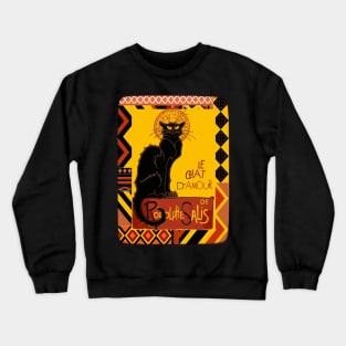 Le Chat Noir D'Amour With Ethnic Border Crewneck Sweatshirt